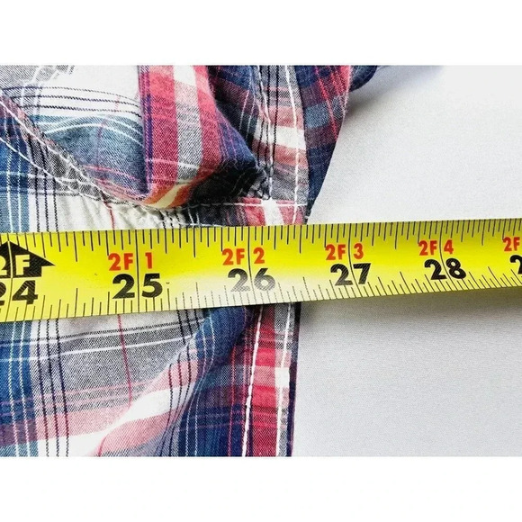 American Rag Size 2XL Men's Red White Blue Check Long Sleeve Cotton Shirt - Picture 2 of 10